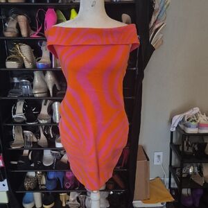 Fashion Nova Vibrant Orange and Pink Mini Dress